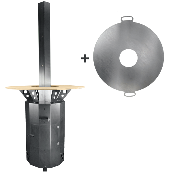 #grillWetter Set 4 - Feuertonne Deluxe Corten mit Kaminaufsatz und Feuerplatte 8mm